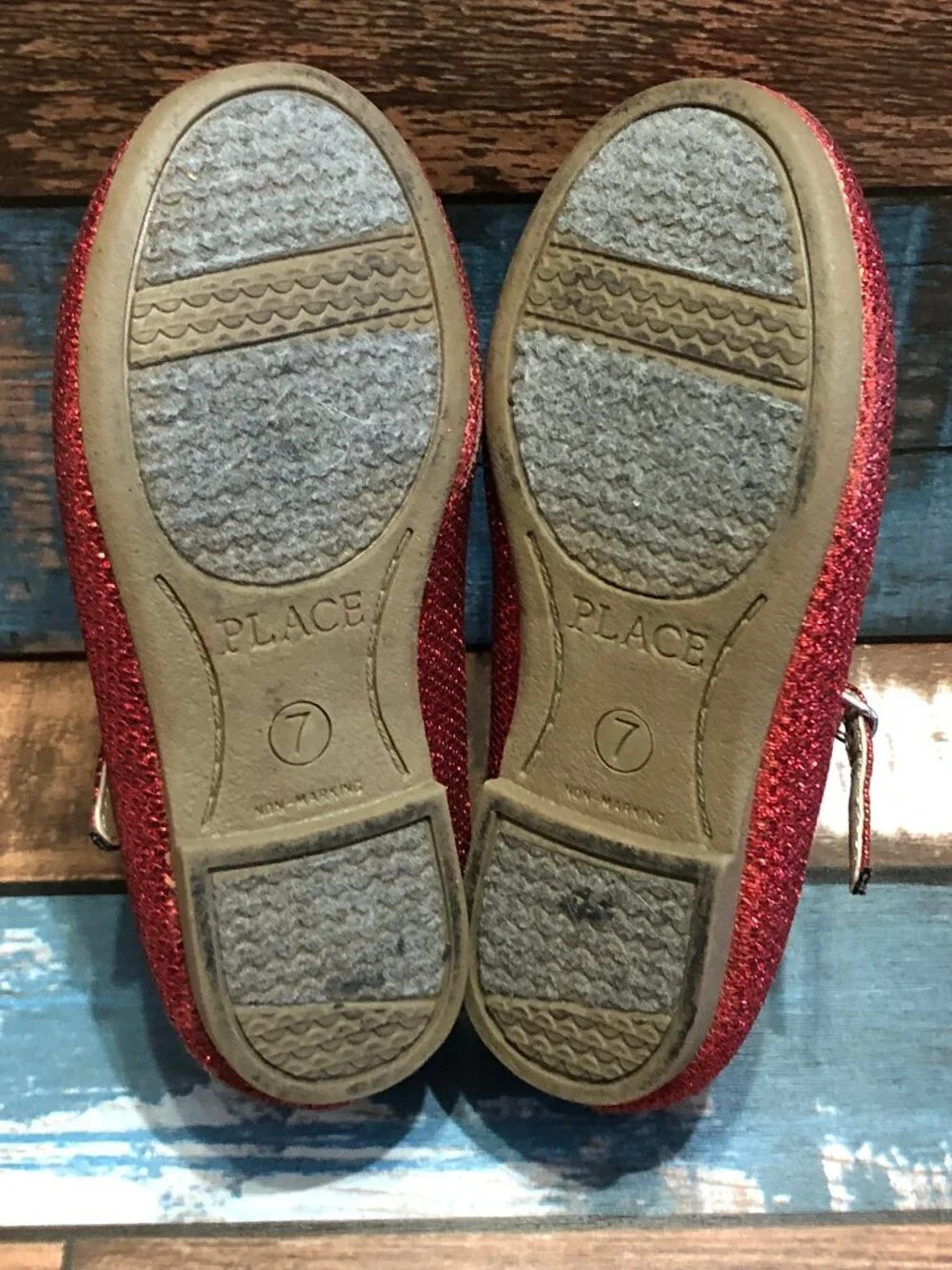 Place Girls Mary Jane Red Dress Shoes Shimmery Baby Size 7